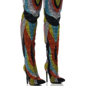 AZALEA WANG " NO MISSING PIECES " EMBELLISHED STILETTO BOOT(BRAND NEW!!!!!!!!!!!